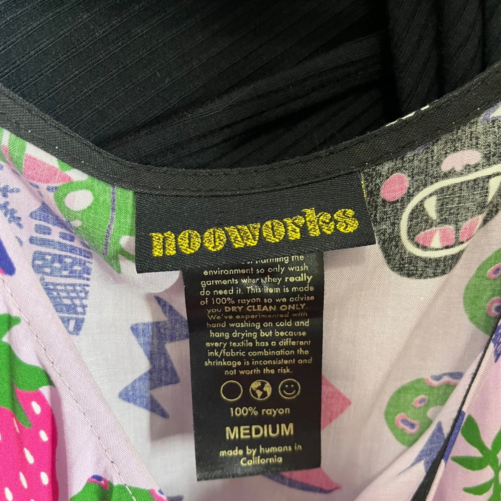 Nooworks Naomi Dress Hasting Print Purple Retro Rayon Midi Sleeveless Medium - Picture 8 of 9